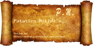 Patatics Miklós névjegykártya